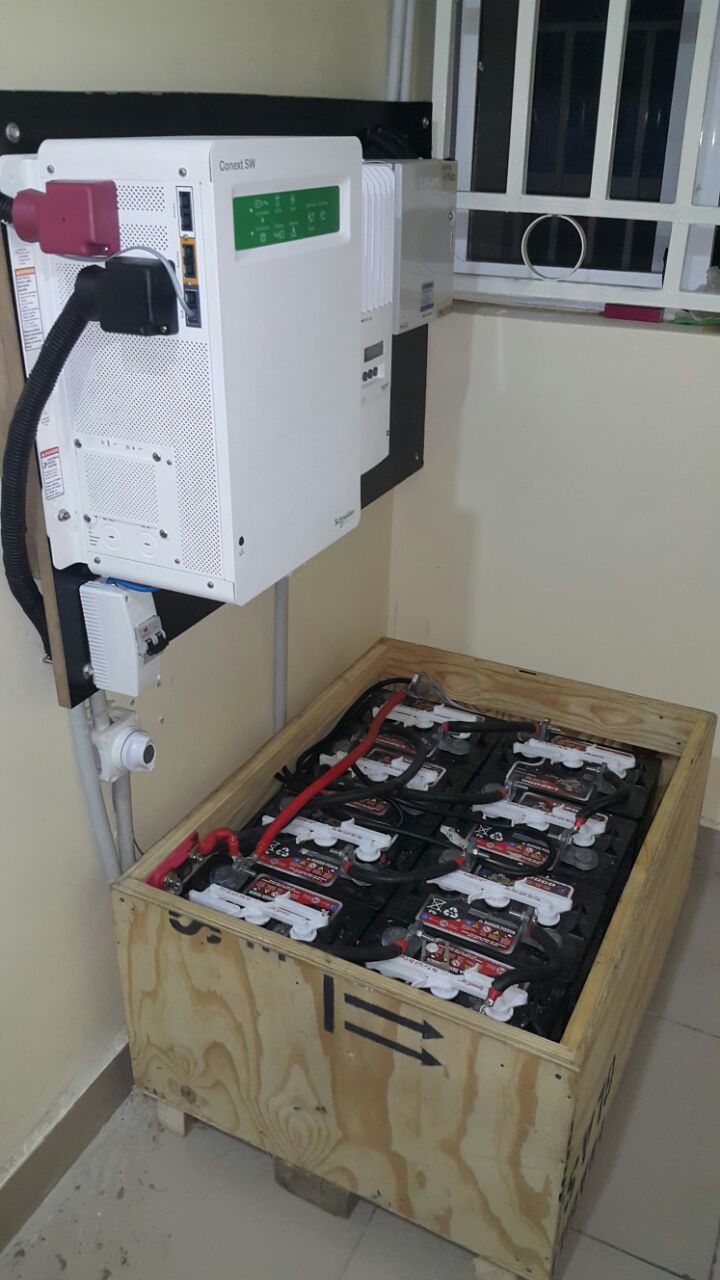 Schneider Inverter and batteries in battery box